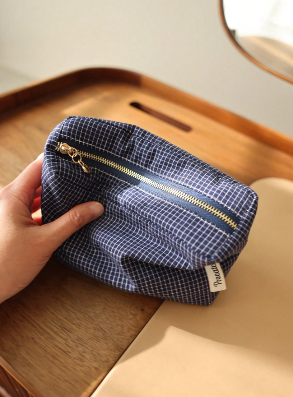 Bolsa de Cosméticos de cuadros estilo Japonés