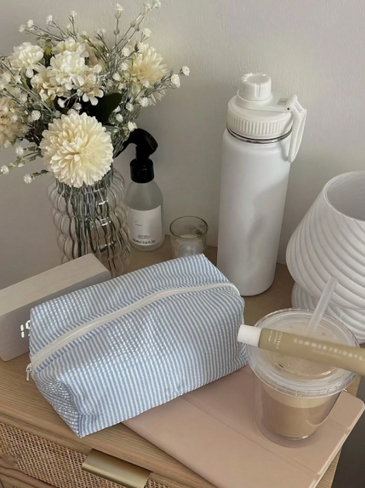 Bolsa de Cosméticos de Rayas Azules