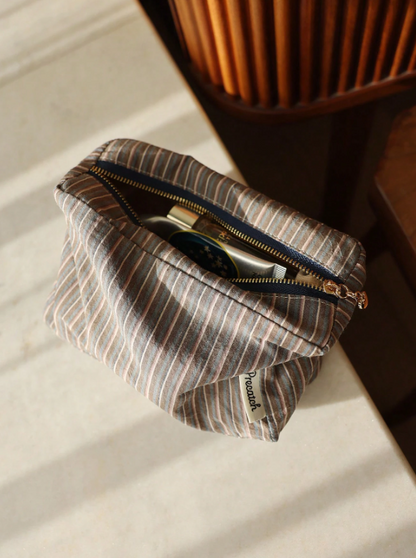 Bolsa de Cosméticos de Rayas Estilo Japonés