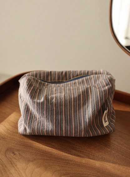 Bolsa de Cosméticos de Rayas Estilo Japonés