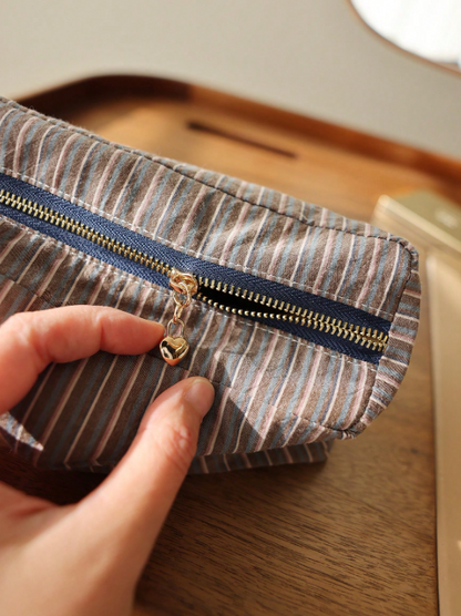 Bolsa de Cosméticos de Rayas Estilo Japonés