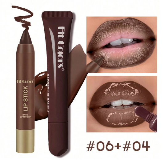 Set de Lápiz Delineador Mate + Brillo Labial